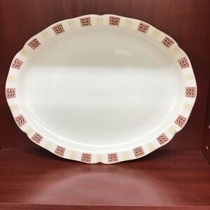 Vintage Heath Ovenware Serving Platter Oval Rose Brown Floral Pattern 1075